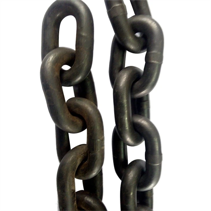 سلسلة ربط من سبيكة فولاذية ، تصنيع سلسلة G 80 25 * 75mm سلسلة رفع سوداء